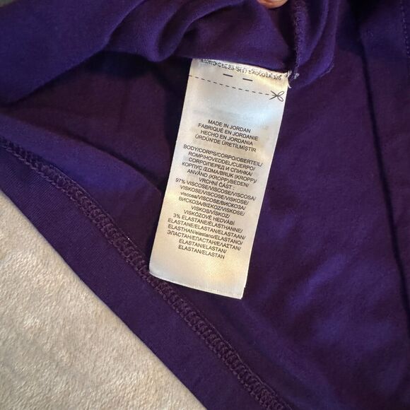 Lauren Ralph Lauren Purple Turtleneck Stretch Top sweater short sleeve viscose L - Picture 6 of 6